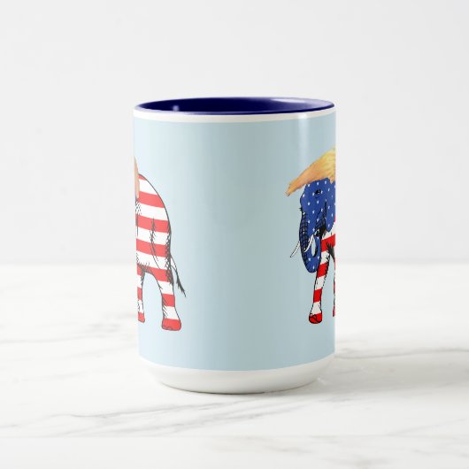 Trump Bad Hair Elephant 15 oz Ringer Mok, ZSSG Mok (Midden)