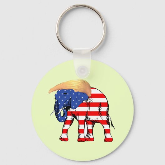 Trump Bad Hair Elephant Button Sleutelhanger, ZSSG Sleutelhanger (Voorkant)