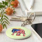 Trump Bad Hair Elephant Button Sleutelhanger, ZSSG Sleutelhanger (Zijkant)