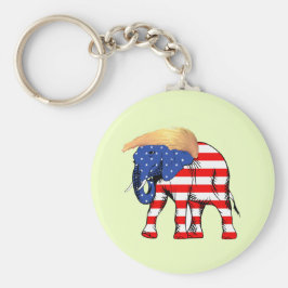 Trump Bad Hair Elephant Button Sleutelhanger, ZSSG Sleutelhanger