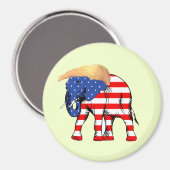 Trump Bad Hair Elephant Round Magnet, ZSSG Magneet (Voorkant / Achterkant)