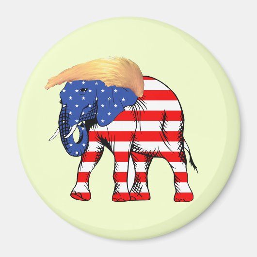 Trump Bad Hair Elephant Round Magnet, ZSSG Magneet (Voorkant)