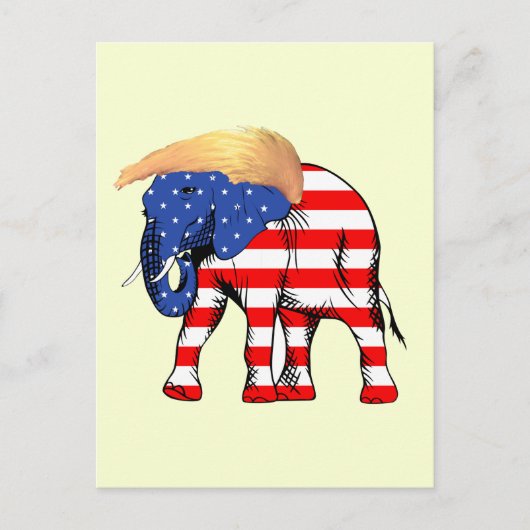 Trump Bad Hair Republican Elephant, ZSSG Briefkaart (Voorkant)