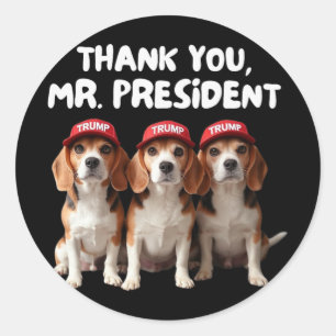 Trump Beagles voor Trump-aanhanger hondeneigenaar Ronde Sticker