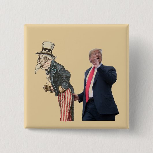Trump begroet oom Sam Vierkante Button 5,1 Cm (Voorkant)