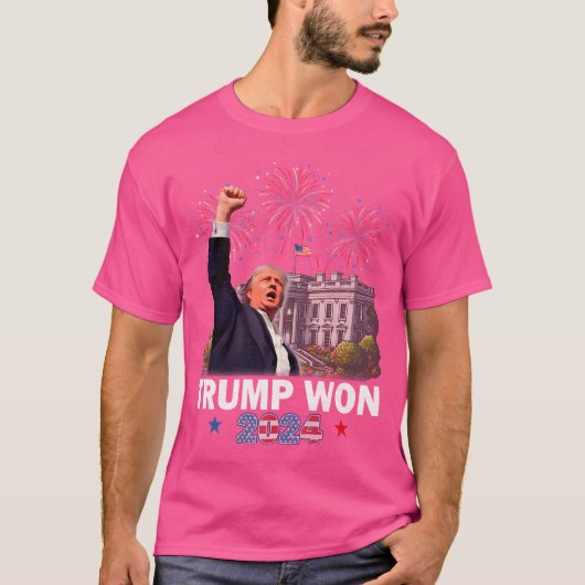 Trump behaalde in 2024 President 47e van het Witte T-shirt (Voorkant)