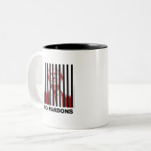 Trump Behind Bars - No Pardons Tweekleurige Koffiemok (Voorkant links)