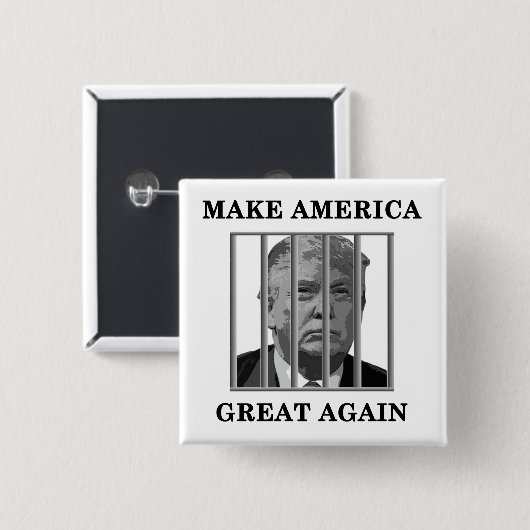 Trump Behind Bars Vierkante Button 5,1 Cm (Voorkant /achterkant)