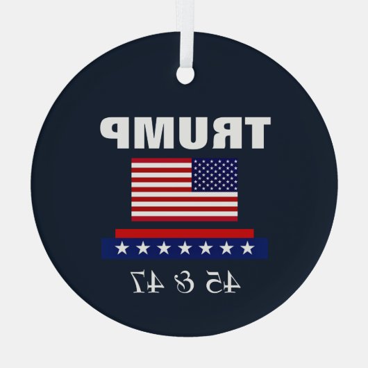 TRUMP BESTE PRESIDENT OOIT 45 & 47 GLAS ORNAMENT (Achterkant)