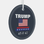 TRUMP BESTE PRESIDENT OOIT 45 & 47 GLAS ORNAMENT (Voorkant Rechts)