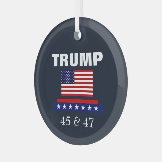TRUMP BESTE PRESIDENT OOIT 45 & 47 GLAS ORNAMENT (Voorkant links)