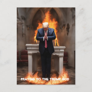 Trump bidt in een kerk briefkaart