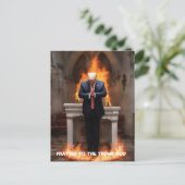 Trump bidt in een kerk briefkaart (Staand voorkant)