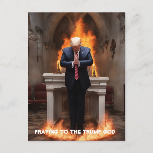 Trump bidt in een kerk briefkaart (Voorkant)