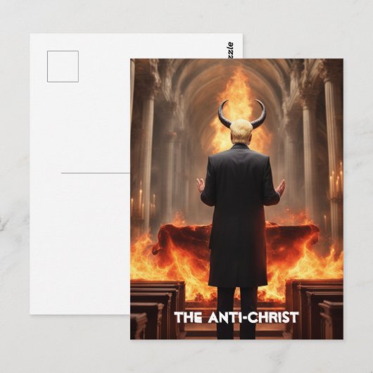 Trump bidt in een kerk De Anti-Christus Briefkaart (Voorkant / Achterkant)