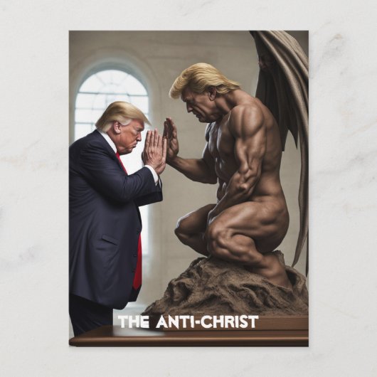 Trump bidt in een kerk De Anti-Christus Briefkaart (Voorkant)