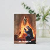 Trump bidt in een kerk De Anti-Christus Briefkaart (Staand voorkant)