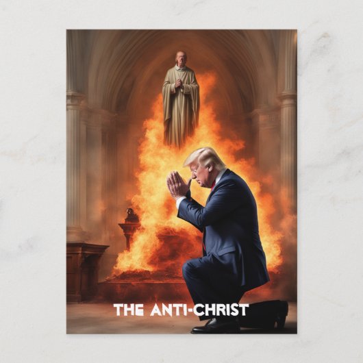 Trump bidt in een kerk De Anti-Christus Briefkaart (Voorkant)