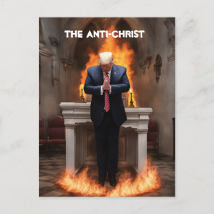 Trump bidt in een kerk De Anti-Christus Briefkaart