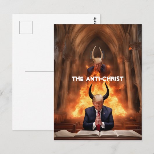 Trump bidt in een kerk De Anti-Christus Briefkaart (Voorkant / Achterkant)