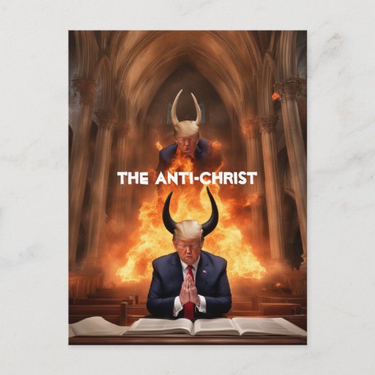 Trump bidt in een kerk De Anti-Christus Briefkaart (Voorkant)