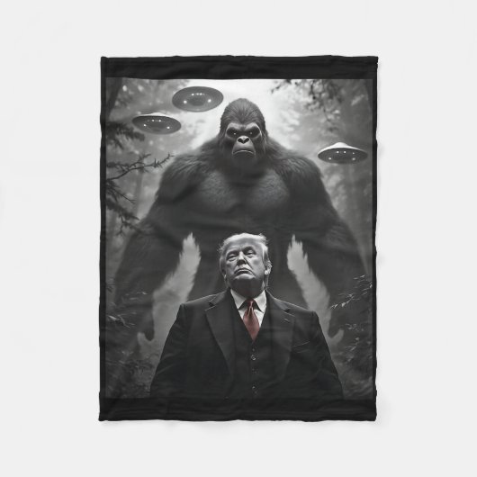 Trump Bigfoot Ufo Alien Ontmoeting Bezoek Complot Fleece Deken (Voorkant)