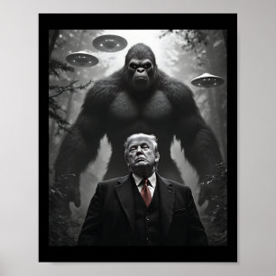 Trump Bigfoot Ufo Alien Ontmoeting Bezoek Complot Poster