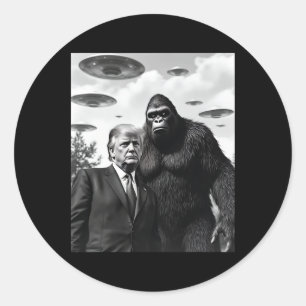 Trump Bigfoot Ufo Alien Ontmoeting Buitenaards Ronde Sticker