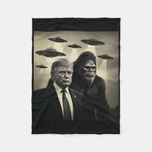 Trump Bigfoot Ufo Alien Ontmoeting Complot Grappig Fleece Deken