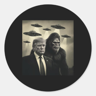 Trump Bigfoot Ufo Alien Ontmoeting Complot Grappig Ronde Sticker