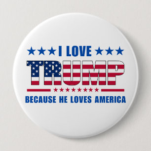 Trump-bijeenkomst Ik hou van Trump omdat hij van A Ronde Button 4,0 Cm