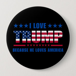 Trump-bijeenkomst Ik hou van Trump omdat hij van A Ronde Button 4,0 Cm