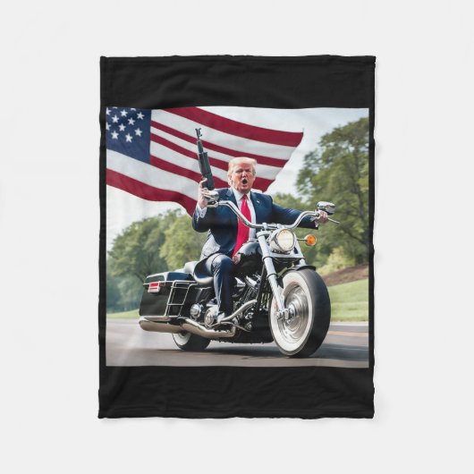 Trump Biker Bad Fleece Deken (Voorkant)