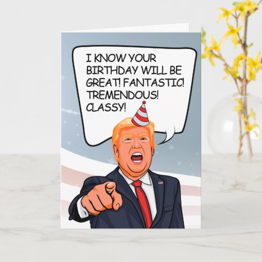 Trump Birthday Kaart - Laten we eerlijk vieren (Gele Bloem)