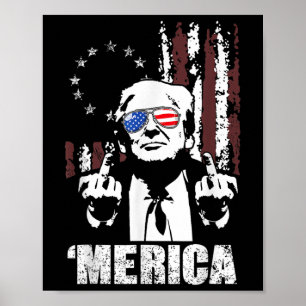 Trump blij 4 juli Trump Amerikaanse vlag 8 Poster