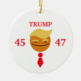 Trump blij gezicht met Stropdas - 45/47 Keramisch Ornament