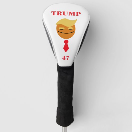 Trump blij gezicht met Stropdas, 47 Golfheadcover (Voorkant)