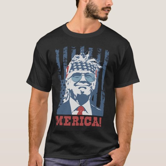Trump blij op 4 juli Amerikaanse vlag 9 T-shirt (Voorkant)