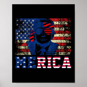 Trump blij op 4 juli Amerikaanse vlag Trump Poster