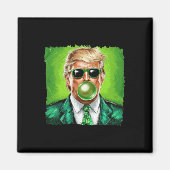 Trump Blowing Bubble Gum St. Patrick's Day Green S Magneet (Voorkant)