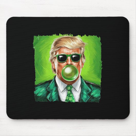 Trump Blowing Bubble Gum St. Patrick's Day Green S Muismat (Voorkant)