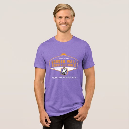 Trump Border Wall Construction Novelty Tri-Blend Shirt (Voorkant volledig)
