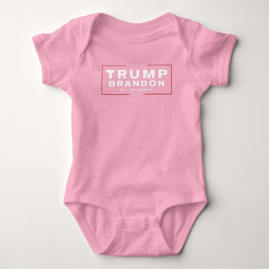 Trump Brandon 2024™ Verkiezingsroze Baby-pak Romper (Voorkant)