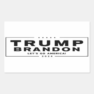Trump Brandon 2024™ Verkiezingsstickers (zwart) Rechthoekige Sticker