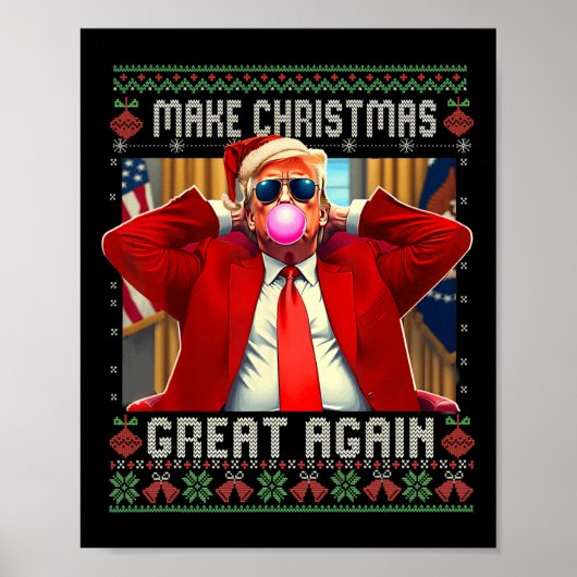 Trump Bubble Gum Make Christmas Great Again lelijk Poster (Voorkant)