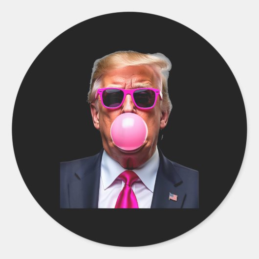 Trump Bubble Gum Pink 1 Ronde Sticker (Voorkant)