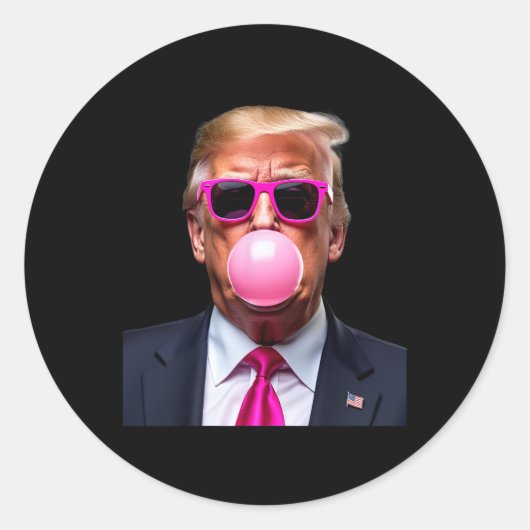 Trump Bubble Gum Pink Ronde Sticker (Voorkant)
