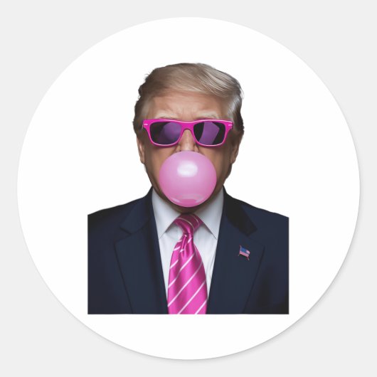 Trump Bubble Gum Pink Ronde Sticker (Voorkant)