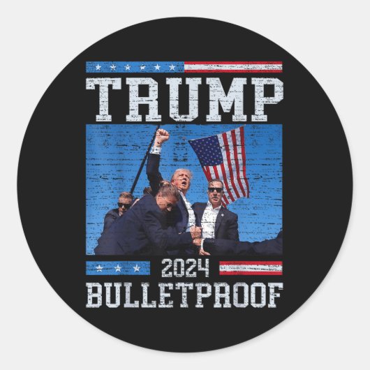 Trump Bulletproof Fight Fist Legend Donald Trump 2 Ronde Sticker (Voorkant)