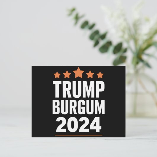 Trump Burgum voor President 2024 Verkiezingen VS Briefkaart (Staand voorkant)